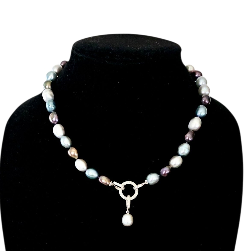 IPS Necklace Imperial Pearl Syndicate Sterling Silver 925 Diamond Clasp 18" Vtg